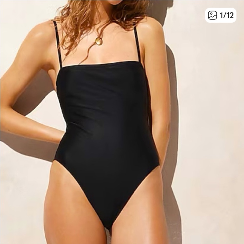 JCrew Square Neck One piece Swimsuit Classic Black Swimsuit Bathing suit